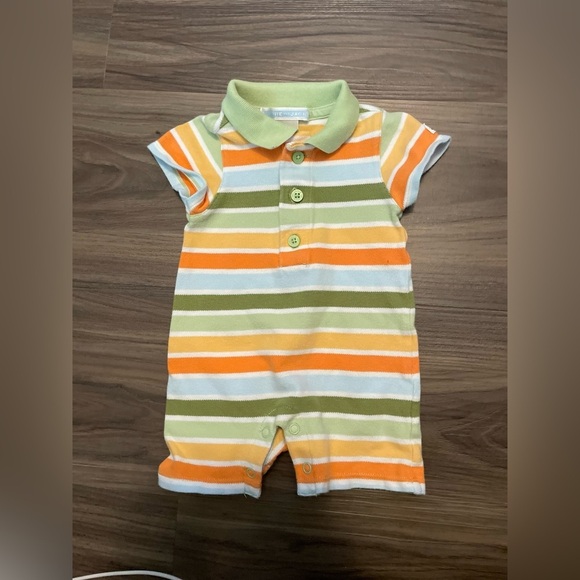 Janie and Jack Preemie Striped Romper - Orange, Green, White - Picture 6 of 7